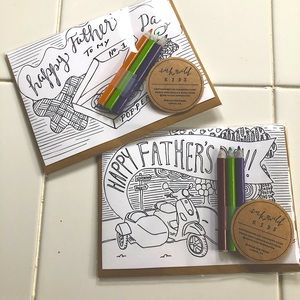 NWT Two Fathers Day cards with envelopes and pencils, DIY coloring cards